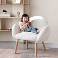 Image 4 of Solid Wood Beech Frame Imitation Lamb Fabric Chair, Suitable for Living Room