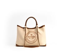 Image 1 of RUTH - Off White/Tan Vegan Canvas Tote