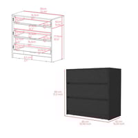 Image 3 of Dresser Maldus, Three drawers -Black