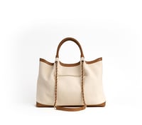 Image 3 of RUTH - Off White/Tan Vegan Canvas Tote
