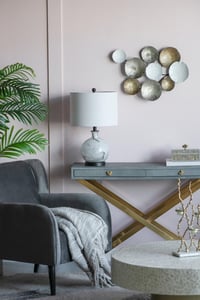 Image 5 of 14x14x23' White and Grey Glass Table Lamp