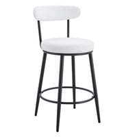 Image 1 of High Legged Bar Chairs with White Cushions, 35.5 Inches Tall, Black and White.