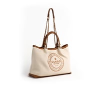 Image 4 of RUTH - Off White/Tan Vegan Canvas Tote