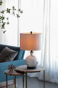 Image 7 of 14x14x23' White and Grey Glass Table Lamp