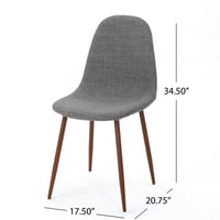 Image 3 of Mid-Century Modern Upholstered Dining Chairs Set of 2 Light Gray Dark Walnut