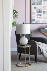 Image 8 of 14x14x23' White and Grey Glass Table Lamp