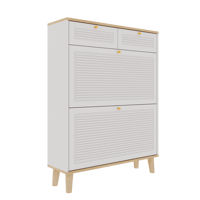 Image 8 of Cabinet With 2 Flip-Up Doors and 2 Drawers, narrow, free standing Shoe Organizer