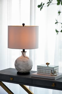 Image 9 of 14x14x23' White and Grey Glass Table Lamp