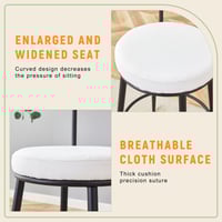 Image 7 of High Legged Bar Chairs with White Cushions, 35.5 Inches Tall, Black and White.