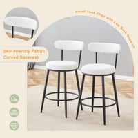 Image 8 of High Legged Bar Chairs with White Cushions, 35.5 Inches Tall, Black and White.