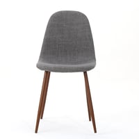 Image 7 of Mid-Century Modern Upholstered Dining Chairs Set of 2 Light Gray Dark Walnut