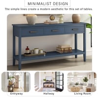 Image 14 of Contemporary 3-Drawer Console Table With 1 Shelf, for Entryway, Living Room