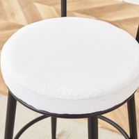 Image 9 of High Legged Bar Chairs with White Cushions, 35.5 Inches Tall, Black and White.