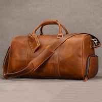 Image 17 of Natural Cowskin Travel Bags Waterproof Men's Leather Luggage Business 55cm