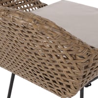 Image 12 of 29.25' Outdoor Wicker and Iron Barstools, Light Brown, Beige Cushion (Set of 2)