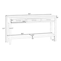 Image 15 of Contemporary 3-Drawer Console Table With 1 Shelf, for Entryway, Living Room