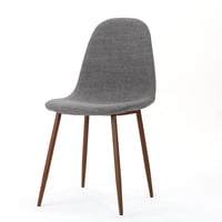 Image 8 of Mid-Century Modern Upholstered Dining Chairs Set of 2 Light Gray Dark Walnut