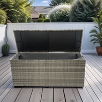 Image 1 of Outdoor Storage Box, 113 Gallon Wicker Patio Deck Boxes With Lid, Outdoor Cushion Storage for Kid...