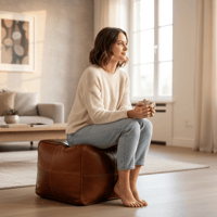 Image 2 of Leather Poufs Caro