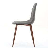 Image 9 of Mid-Century Modern Upholstered Dining Chairs Set of 2 Light Gray Dark Walnut