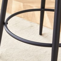 Image 11 of High Legged Bar Chairs with White Cushions, 35.5 Inches Tall, Black and White.