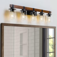 Image 1 of 5-Lights Farmhouse Vanity Lights Fixture Rustic Bathroom Light Fix...