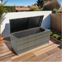 Image 2 of Outdoor Storage Box, 113 Gallon Wicker Patio Deck Boxes With Lid, Outdoor Cushion Storage for Kid...