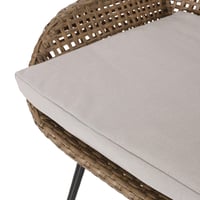 Image 14 of 29.25' Outdoor Wicker and Iron Barstools, Light Brown, Beige Cushion (Set of 2)