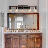 Image 2 of 5-Lights Farmhouse Vanity Lights Fixture Rustic Bathroom Light Fix...