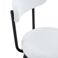 Image 13 of High Legged Bar Chairs with White Cushions, 35.5 Inches Tall, Black and White.