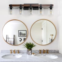 Image 3 of 5-Lights Farmhouse Vanity Lights Fixture Rustic Bathroom Light Fix...