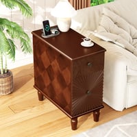 Image 3 of 2 Drawer Modern Sofa Side Table, Slim for Living Room, Bedroom