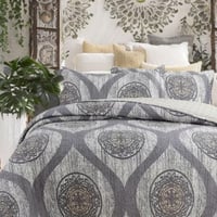 Image 1 of DaDa Bedding Rustic Grey Distressed Reversible Quilted Bedspread Set (SD16299)