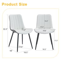 Image 3 of Modern Minimalist Dining Chair Set-White/Dark Gray PU Leather, Metal Legs, 4 Pcs