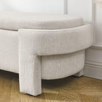 Image 3 of Linen Fabric Upholstered Bench With Large Storage Space for the Living Room, Entryway and Bedroom...