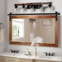 Image 4 of 5-Lights Farmhouse Vanity Lights Fixture Rustic Bathroom Light Fix...
