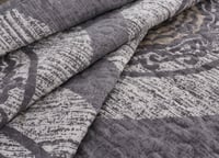 Image 2 of DaDa Bedding Rustic Grey Distressed Reversible Quilted Bedspread Set (SD16299)