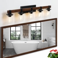 Image 5 of 5-Lights Farmhouse Vanity Lights Fixture Rustic Bathroom Light Fix...