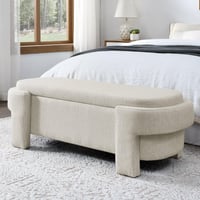 Image 4 of Linen Fabric Upholstered Bench With Large Storage Space for the Living Room, Entryway and Bedroom...
