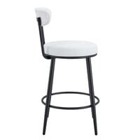 Image 16 of High Legged Bar Chairs with White Cushions, 35.5 Inches Tall, Black and White.