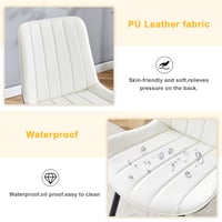 Image 5 of Modern Minimalist Dining Chair Set-White/Dark Gray PU Leather, Metal Legs, 4 Pcs