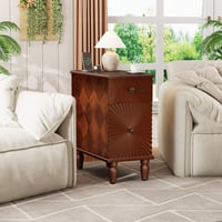 Image 7 of 2 Drawer Modern Sofa Side Table, Slim for Living Room, Bedroom