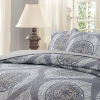 Image 5 of DaDa Bedding Rustic Grey Distressed Reversible Quilted Bedspread Set (SD16299)