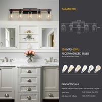 Image 8 of 5-Lights Farmhouse Vanity Lights Fixture Rustic Bathroom Light Fix...