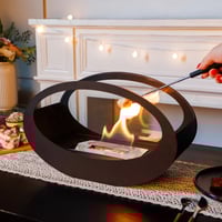 Image 2 of 16x9.5"Black Metal Tabletop Fireplace