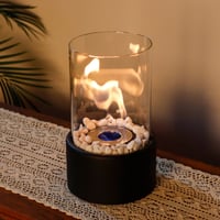 Image 1 of 10.5" H Portable Tabletop Round Fireplace(Black)
