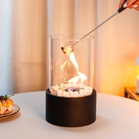 Image 2 of 10.5" H Portable Tabletop Round Fireplace(Black)