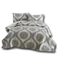 Image 7 of DaDa Bedding Rustic Grey Distressed Reversible Quilted Bedspread Set (SD16299)