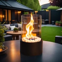 Image 3 of 10.5" H Portable Tabletop Round Fireplace(Black)