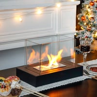 Image 3 of 360° View Rectangular Tabletop Fireplace Fire Bowl With Four-Sided Glass